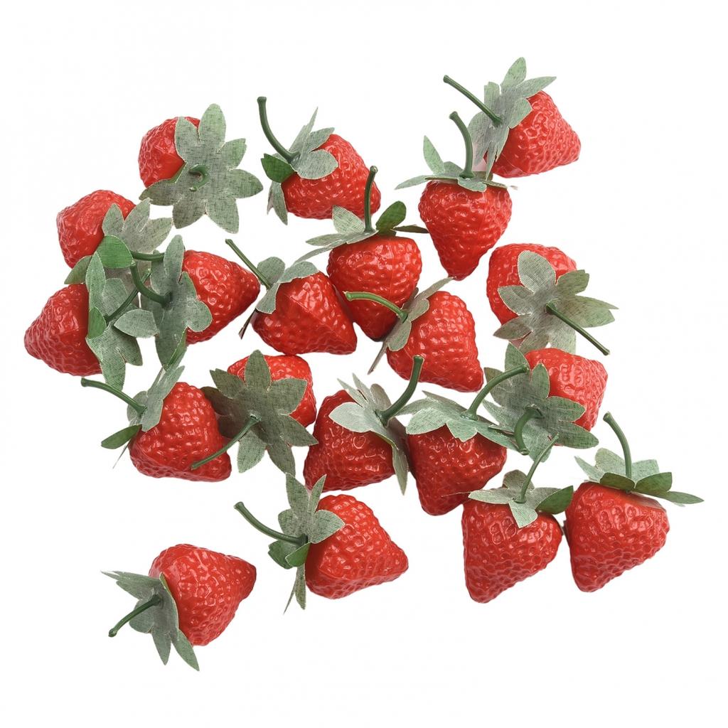 20PCS Artificial Strawberry Lifelike Fake Fruit For Display Table Decorations