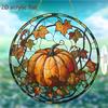 2D Flat, Halloween Pumpkin Sun Catcher, Acrylic Stained Plastic Window Ornaments, Holiday Wall and Porch Decorations, Gifts for Friends and Family