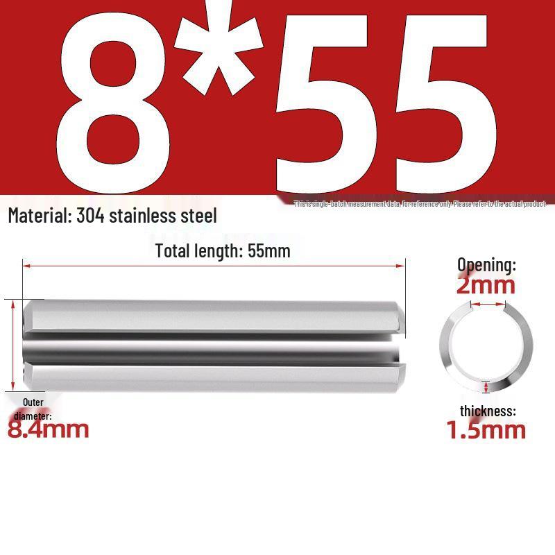 304 Stainless Steel Slotted Spring Pin, Cylindrical Shaft Pin, Locating and Hollow Pin (M5-M12)