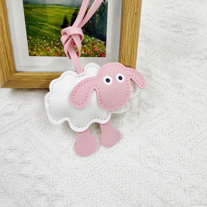 Cartoon Cute Pu Leather Trendy Sheep Backpack Pendant Keychain Couple Versatile Gift