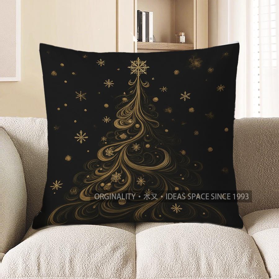 Home Decor Elegant Black Gold Swirls Throw Pillow Cover Pattern Cushion Cover Suitable For Sofa Bedroom Car Pillow Cover