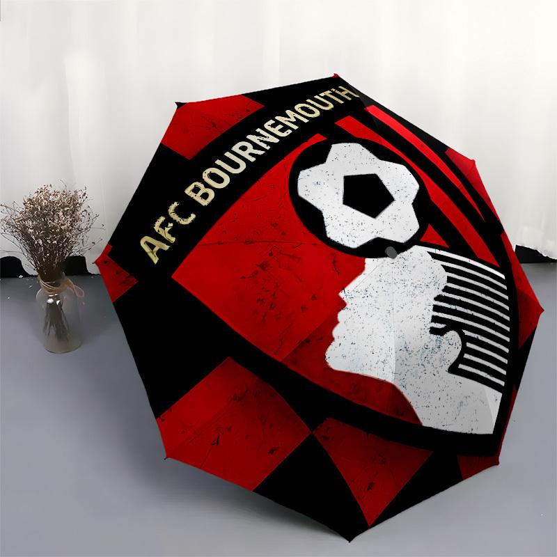 AFC Bournemouth, Football Crest Automatic Opening and Closing, 8 Rib Structure Portable Umbrella, Suitable for Men and Women In All Seasons