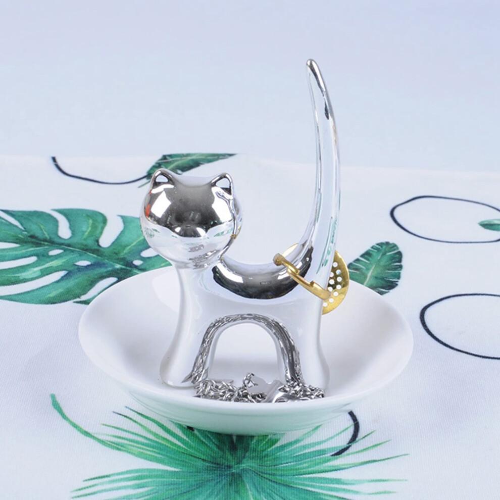 Cat Trinket Dish Jewellery Tray Ring Holder Jewelry Fashion Bracelets Earrings Storage B