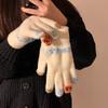 Winter Plush Knitted Five-finger Gloves Women's Autumn and Winter Warm Thickened Student Cycling Can Be Windproof and Cold Korean Version