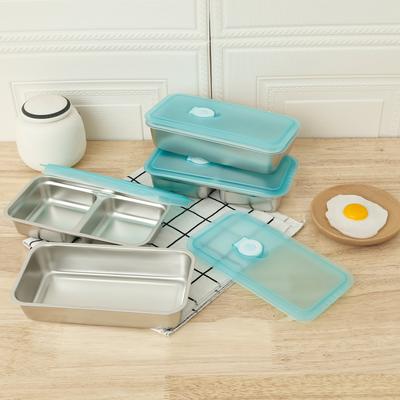 4Pcs Stainless Steel Lunch Box Leak-Proof Bento Fresh Food Container Microwave Safe Portable Large Capacity Bento Box