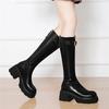 Thick-soled small thick-heeled Maillard medium tube women's boots women's shoes new autumn and winter retro leather boots
