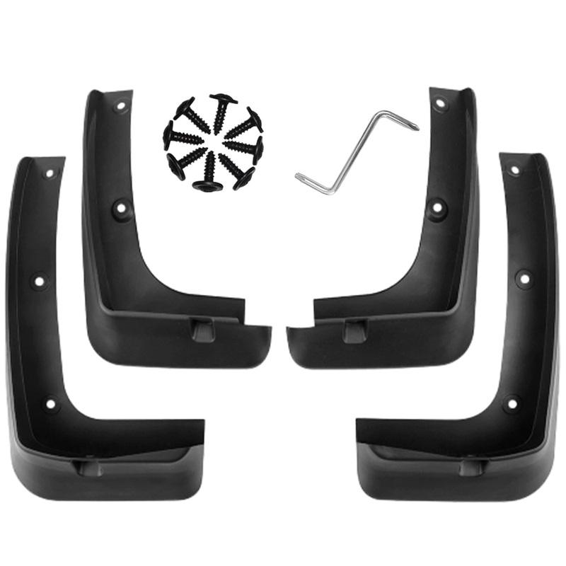 Black Front+Rear Mud Flaps PP Fender Mudflaps Wheel Fender Accessories for Hyundai Santa Fe 2013-2018 Mud Flaps