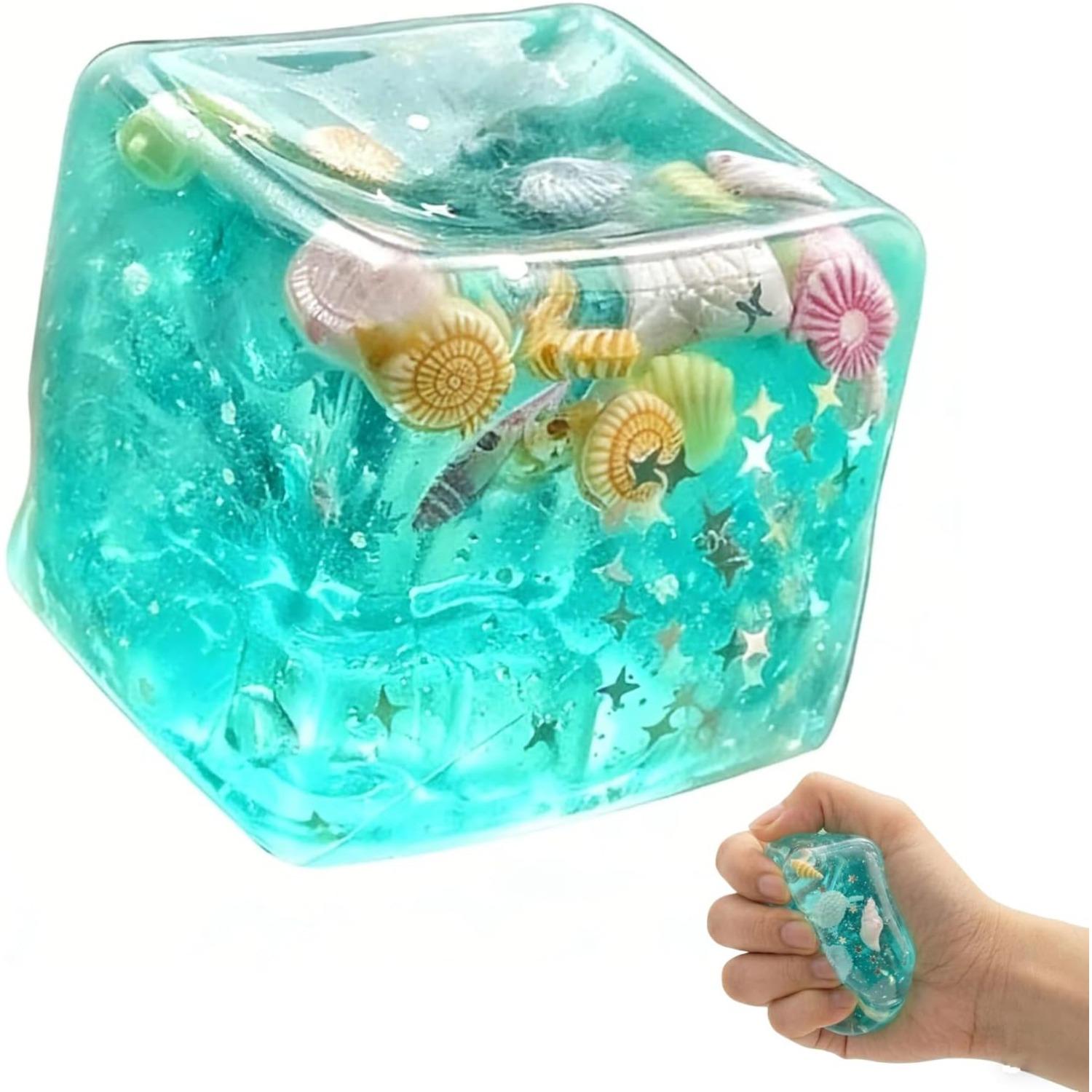 Ice Cubes Marine Shells Squishies Toy,Soft Slow Rise Squishy Stress Relief Toy,  Ice Cube Soft Stress Relief Toy for Adults Anxiety Relief(1PCS) зелёный