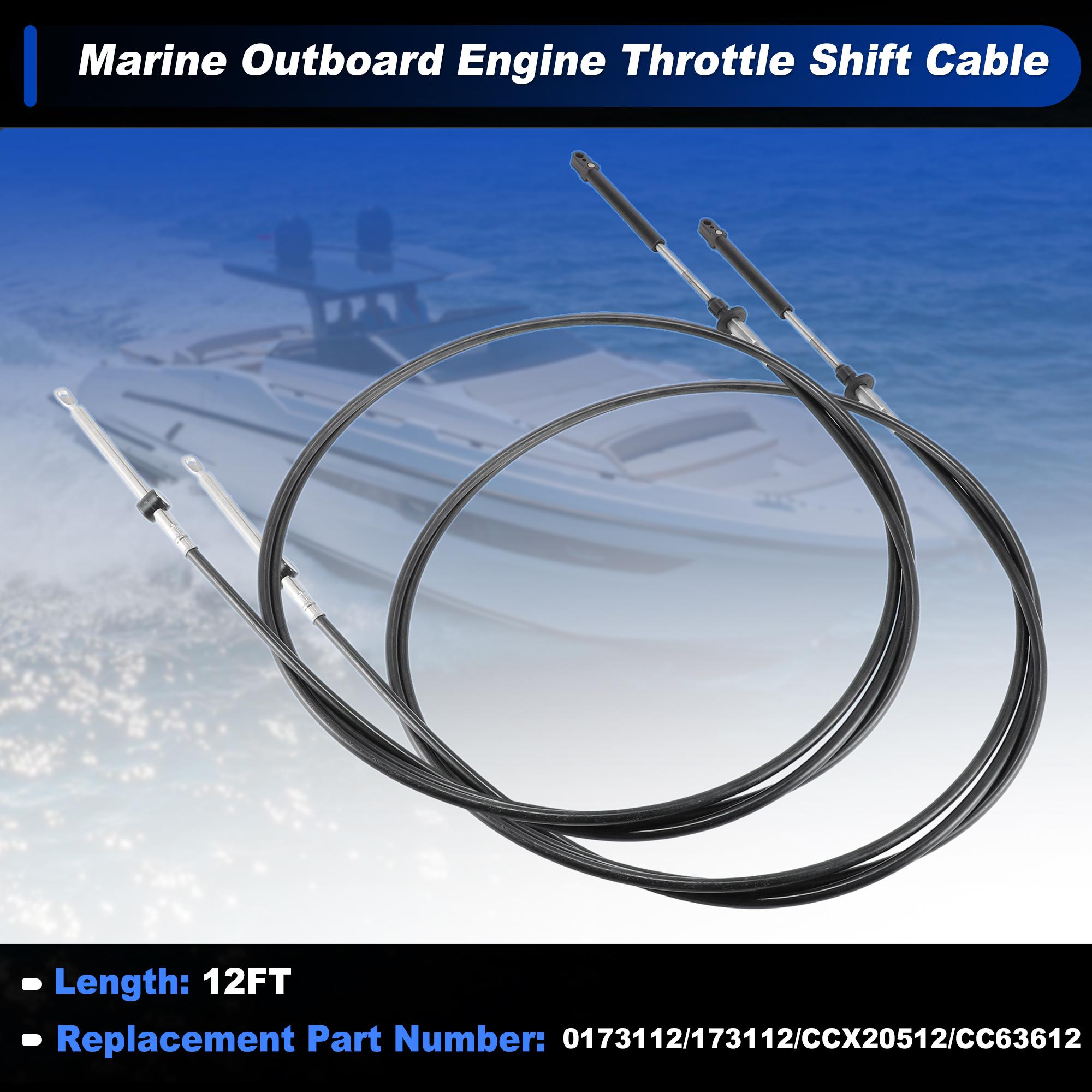 Motoforti 2pcs 12FT 15FT Marine Outboard Throttle Shift Control Cable for Johnson Evinrude OMC BRP Ficht Engine 1979-2026