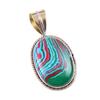 Natural Rainbow Calcica Gemstone 925 Solid Silver Two Tone Pendant 1.50'' j4v12
