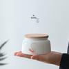 Sujin Lianhua Ceramic Tea Jar with Beech Wood Lid