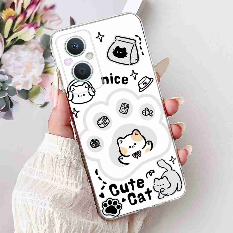 For Oppo A96 5G 6.43" PFUM10 Case PHA120 Luxurious Love Cute Cat TPU Soft Silicone Cover For Oppo Reno7 Z 5G CPH2343 Phone Shell