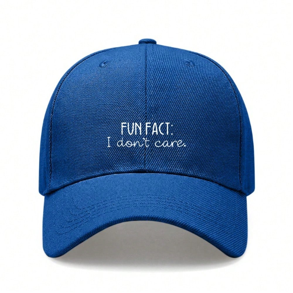 [Casual Baseball Cap] Beige "FUN FACT: I Don't Care." Print Baseball Hat, Adjustable Breathable Lightweight Curved Brim, Daily Wear Sun Dad Hat