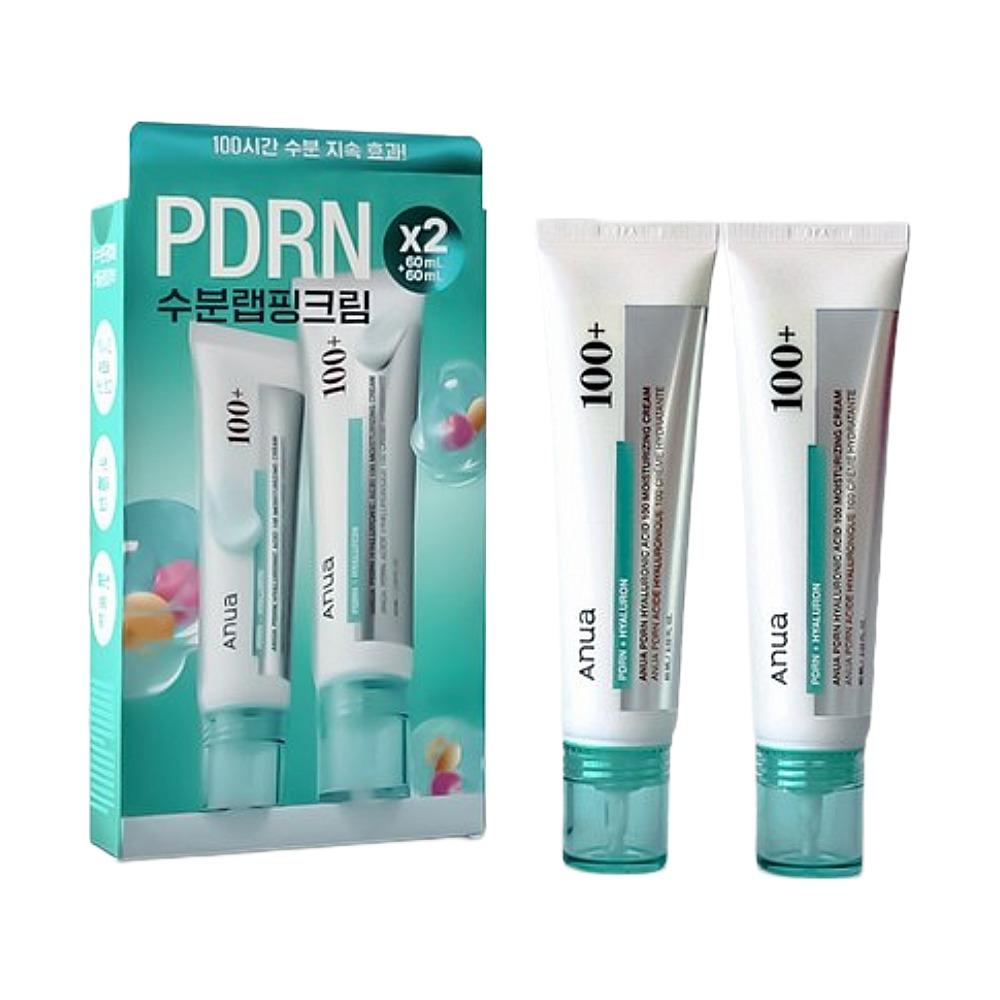 ANUA PDRN Hyaluronic Acid 100 Moisturizing Cream 60ml × 2pcs | Deep Hydration K-Beauty Value Set