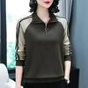 Cotton Half-zipper Stand-up Collar Contrast Color Sweater Women's Spring and Autumn Mother Plus Size Women's Long-sleeved Outer Clothes