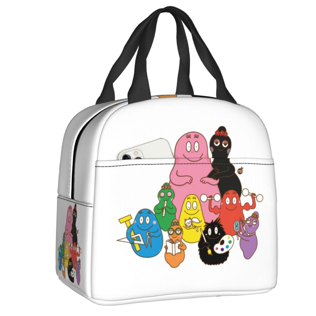 Custom Barbapapa Insulated Lunch Bag for Women Leakproof Cartoon Animated Film Cooler Thermal Bento Box Office Picnic Travel