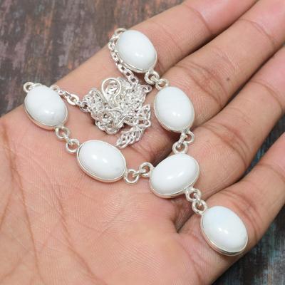 Vit Korall Ädelsten 925 Sterling Silver Handgjord Underbart Smycke Halsband