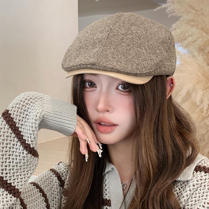 Anti-beret children autumn and winter new cap retro forward hat men's British style newsboy hat hipster