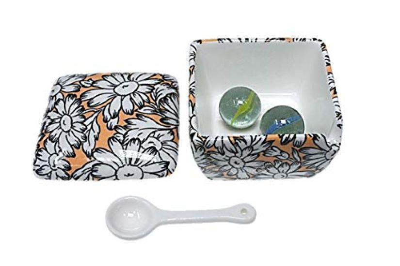 Margaret Orange Condiment Made In with Condiment Container with Commercial ACSWEBSHOP Original Container, Japan, Ceramic, Spoon, Ichimi, Salt, Sansho,