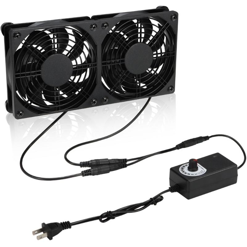 2er-Pack 120mm leiser Lüfter 100V 240V AC Netzteil für PC und Router mit variabler Geschwindigkeitsregelung DC3 12V