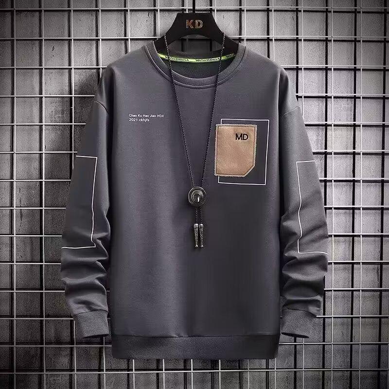 

Мужские толстовки в корейском стиле с цветными блоками - Круглый вырез, трендовая мода осень/зима L