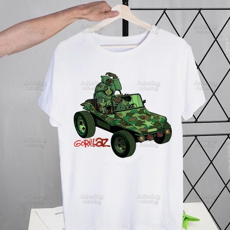 Gorillaz Modern Music Band Cartoon Men's Tshirt Cute Printing Shirt Mens Fashion T-Shirt For Men Casual Tops Short Sleeve