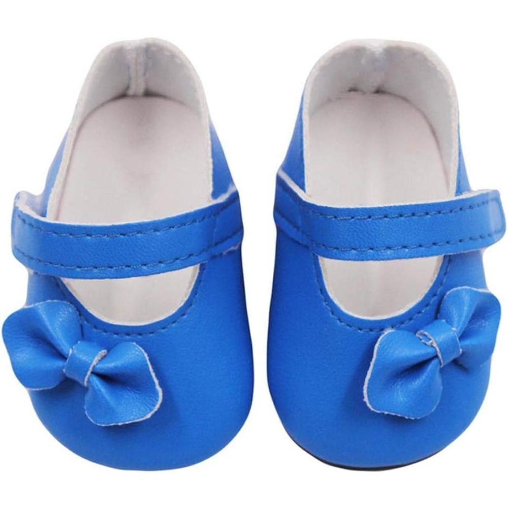1 paio di scarpe per bambole in PU con fiocco per bambole americane da 18 pollici, accessori per bambole da 18 pollici, giocattoli