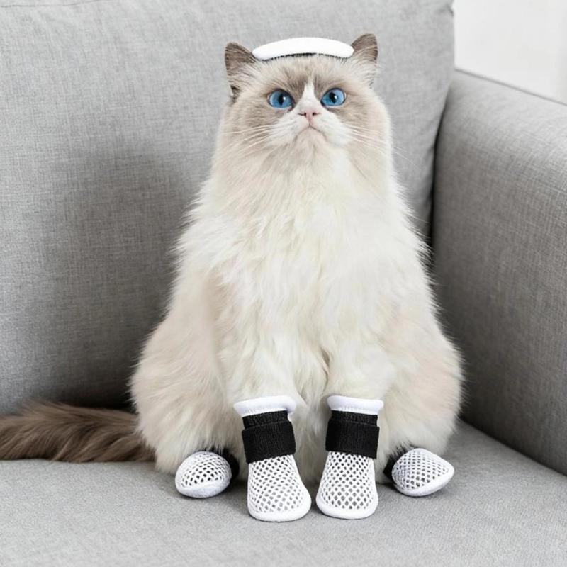 2 Pair Dog Socks Protective Thick Grip Dogs Feet Cover Socks with Adjustable Sticker for Outdoor Prevents Sliding