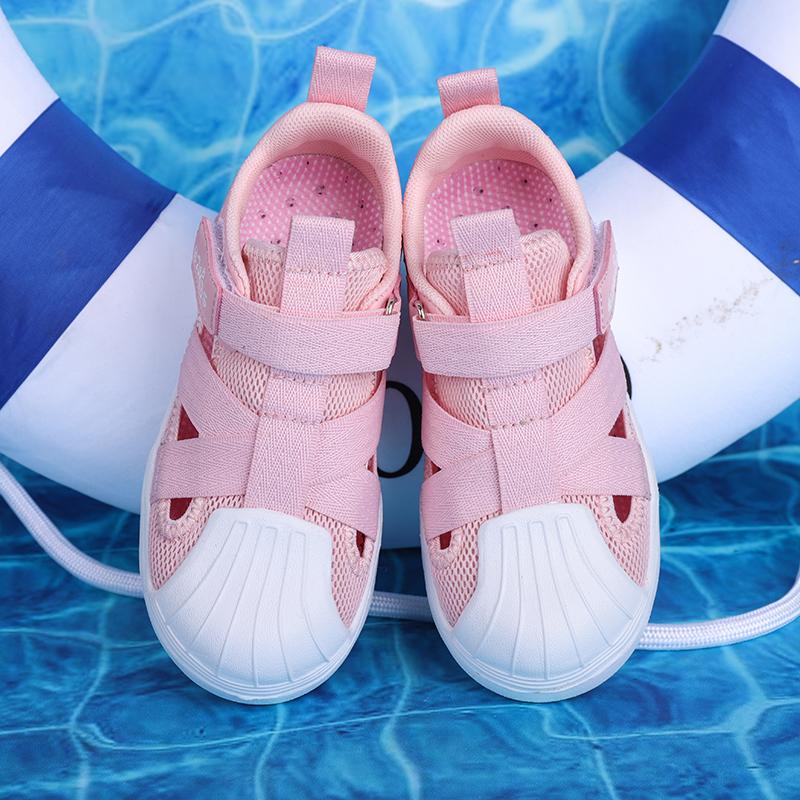 Детская летняя модная однотонная дышащая повседневная обувь на липучках для отдыха — фото 21