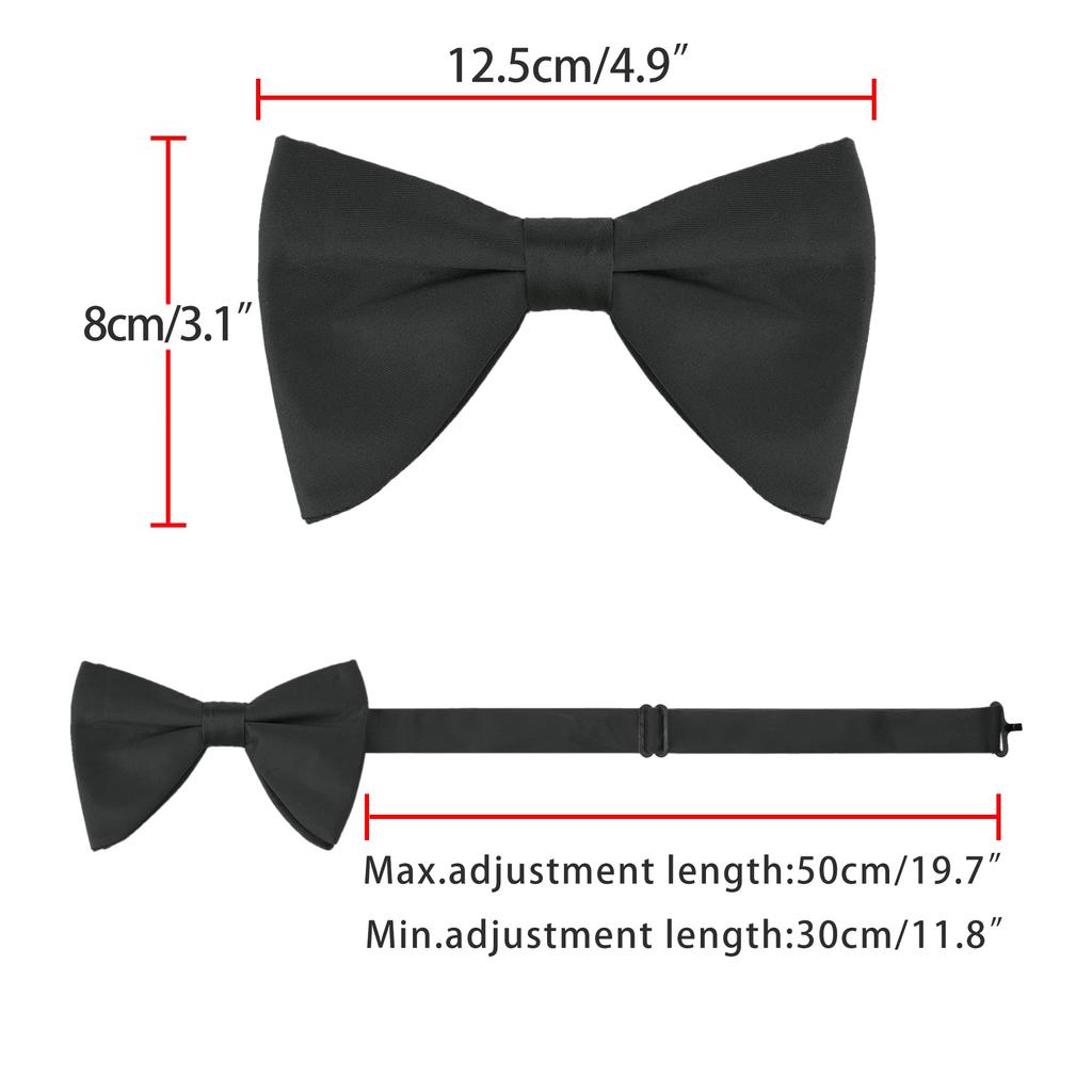 [Elerevyo] Men's Formal Tuxedo Plain Satin Large Bow Tie Black One Size