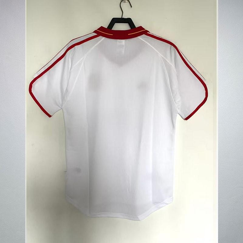 Mens Retro White Short Sleeve Soccer Jersey Bamboo Fiber Football Shirt Adults