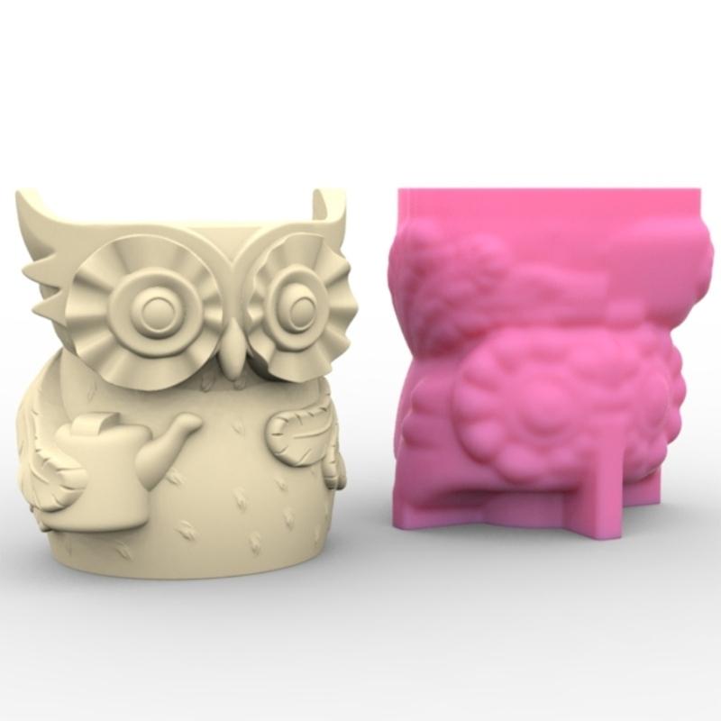 Owl Mom Dad Gypsum Flower Pot Silicone Mold Epoxy Resin Casting Mold Succulent Vase Cement Clay Mold Pen Holder Mold