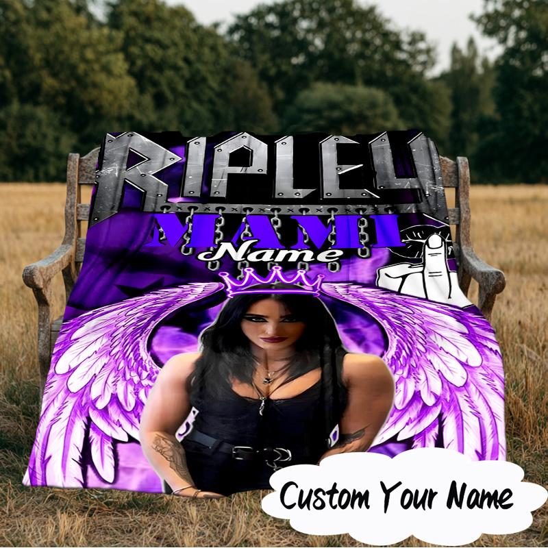 Custom Name Rhea Ripley Wrestling Blanket  Ideal Bedding Blanket Perfect for Travel, Camping, Living Rooms, Offices, Sofas, Fan Christmas Gift