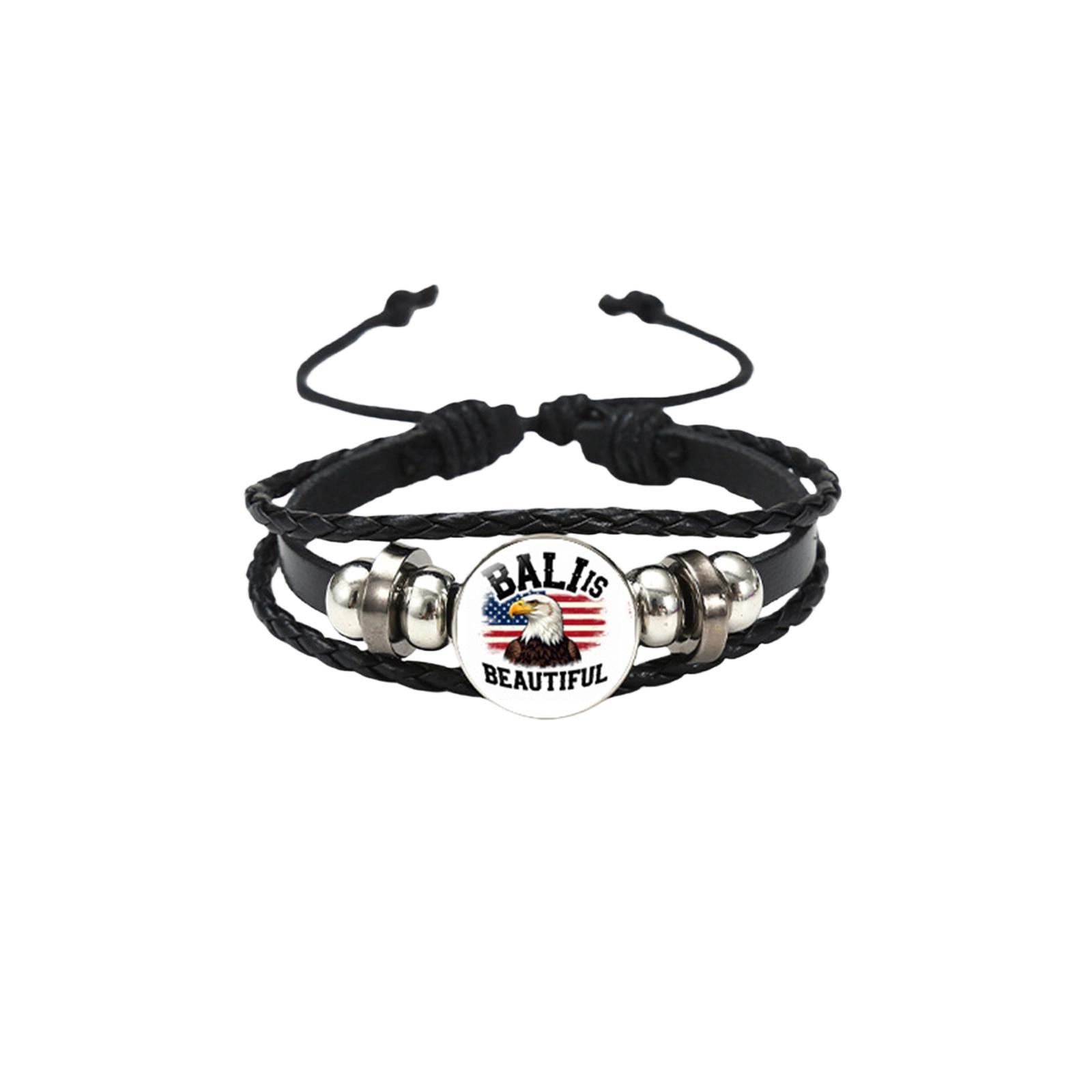 

Stretchable Vintage Multi Layer Woven American Independence Day Patriotic Bracelet One Size