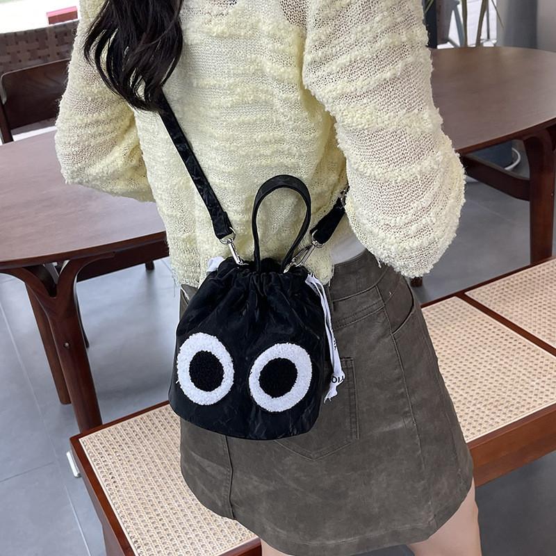 

Adorable Cartoon Shoulder Bag For Kids With Big Eyes In Trendy Colors For Preschoolers Black Small