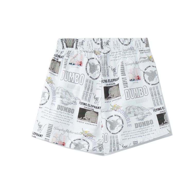 Li Ning X Disney Collaboration Dumbo Series All Over Print Sports Shorts Women Shorts White AKSR840-1