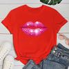 (Premium T-shirt)Hot Pink Lips Funny Summer Women T-Shirt Harajuku Print Fashion Short Sleeve Summer Casual T-Shirt Top