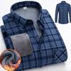 Autumn and Winter Thickened Men's Plaid Long-sleeved Warm Turn-down Collar Button Shirt Classic