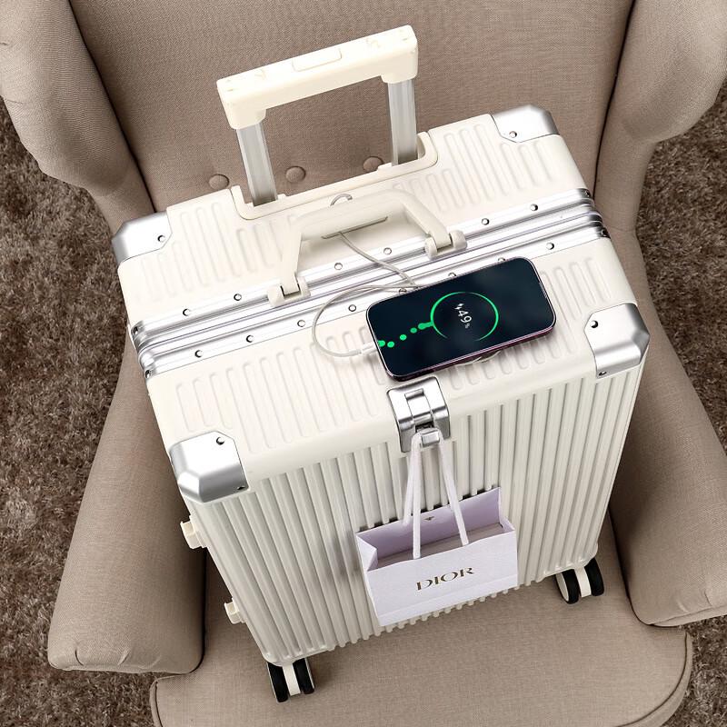 Smart Travel Spinner Luggage with Cup Holder and Charging Port 22 inch