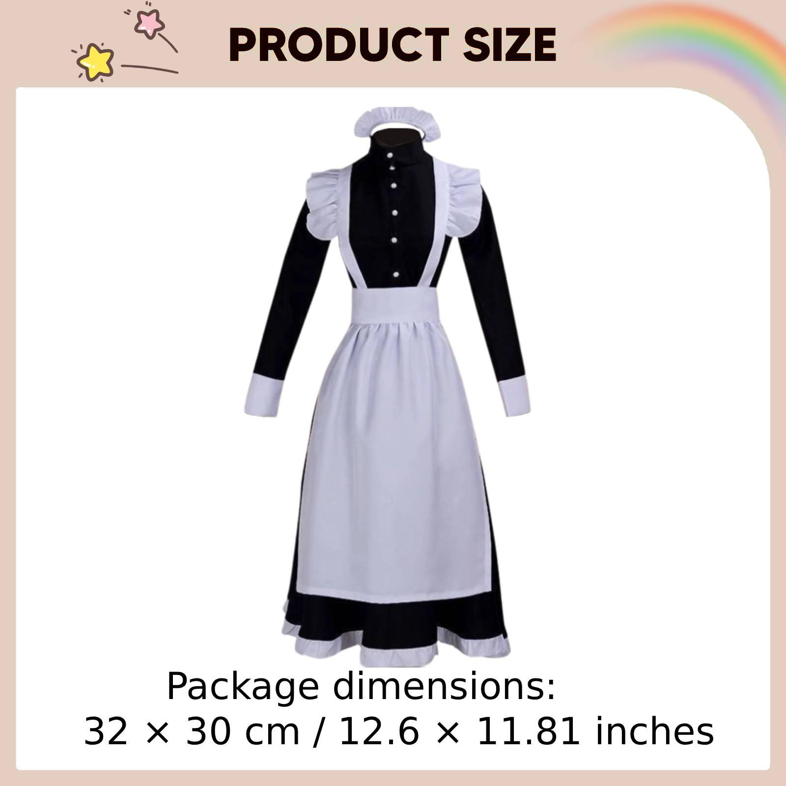 Klassisches Lolita Dienstmädchenkleid, Komplettes Cosplay-Set mit Schürze und Langen Ärmeln, Unisex Polyester, 3XL gray