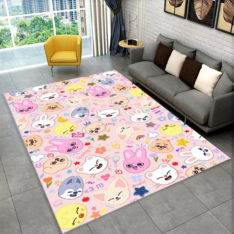 Moderne Kpop Stray Kids Rutschfeste Teppichbodenmatte für Wohnzimmer, Schlafzimmer, Spielzimmer, Weicher Teppich Bodenmatte Heimdeko Teppich Kinderzimmer Geschenk