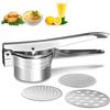 Potato Masher Stainless Steel Potato Ricer with 3 Interchangeable Discs for Mashed Potatoes Cauliflower Yams 3