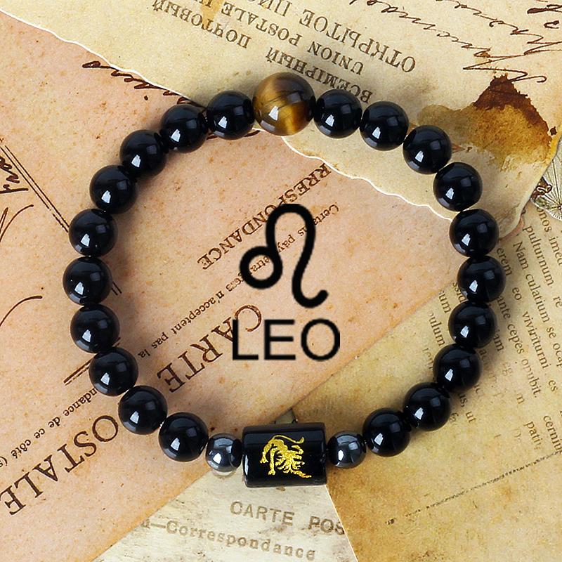 12 Constellation Zodiac Signs Bracelet Men Women Natural Tiger Eye Stone Beaded Couples Bracelets Scorpio Birthday Beads Jewelry