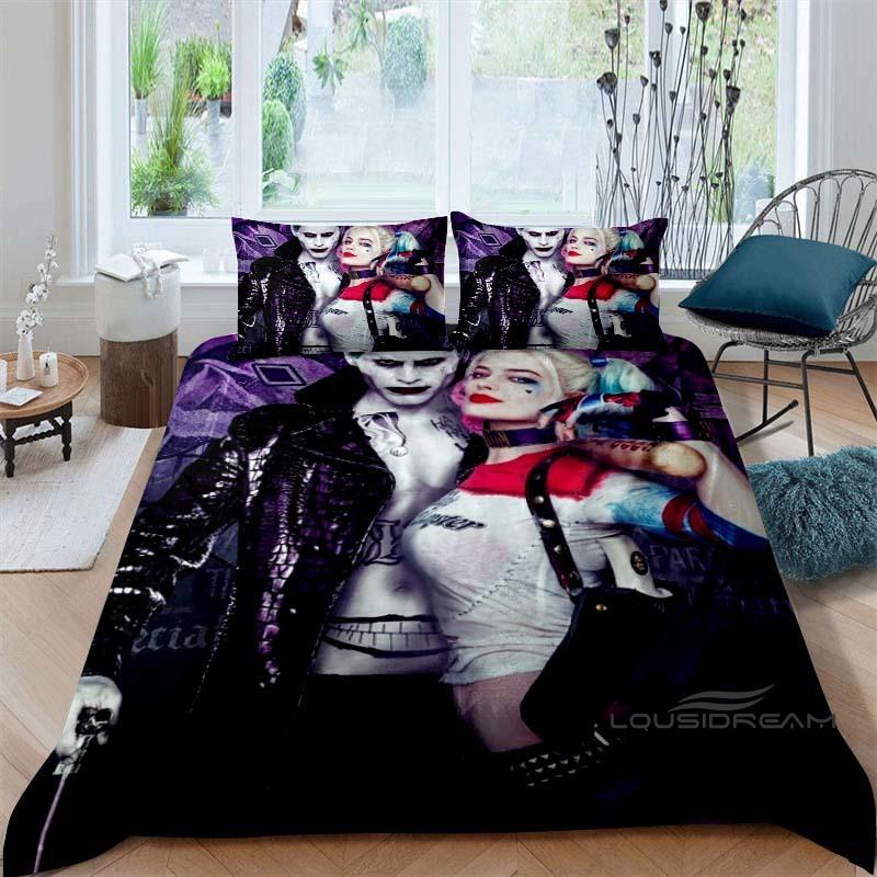 Suicide Squad 3-Piece Bedding Set: 3D-Printed Cartoon Duvet Cover Set (Includes Pillowcases; Inserts Not Included).