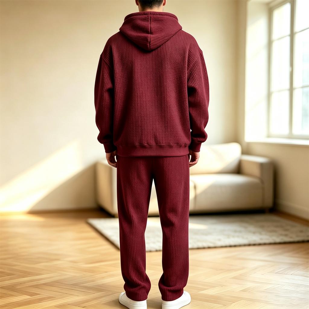 Casual Two Piece Track Suit Set with Hooded Sweatshirt and Long Pants for Men Women