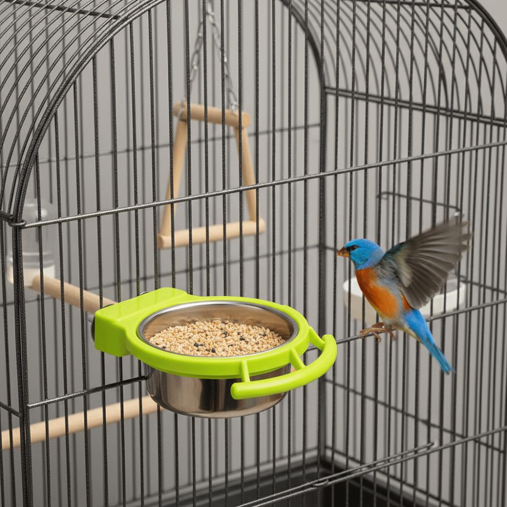 Stainless Steel Bird Feeding Dish Durable Parrot Food Cup Bird Food Container Cage Accessories