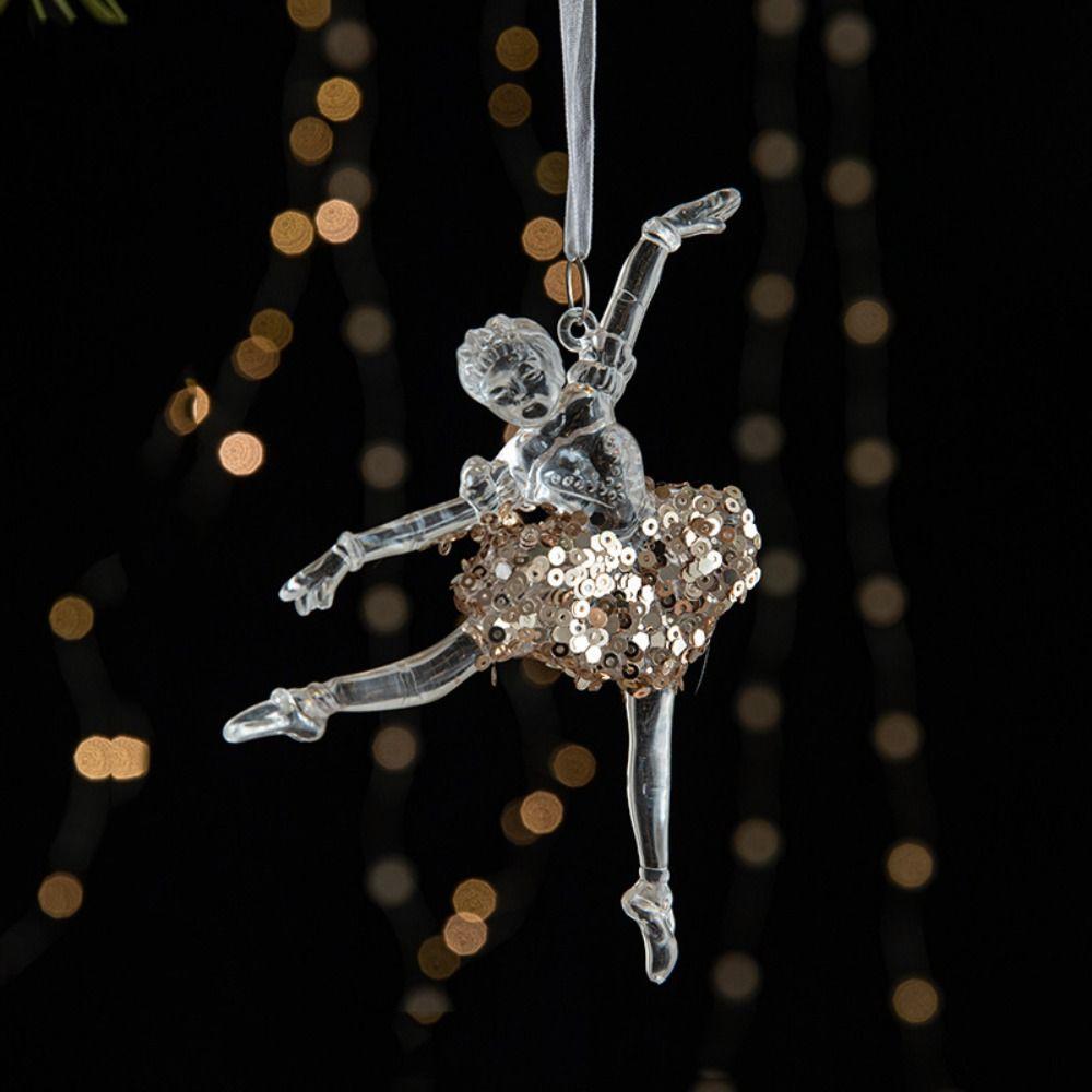2pcs With Sequins Snowflake Hanging Ornaments Clear Christmas Tree Hanging Ornaments  Shopping Mall
