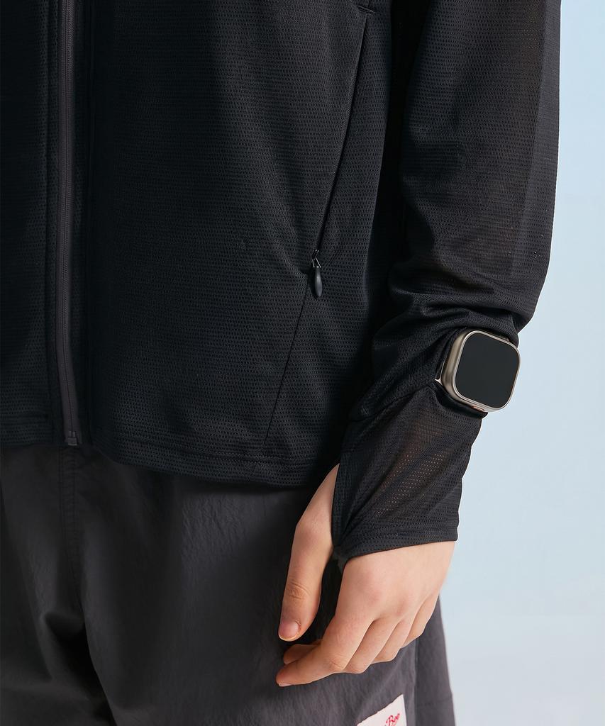 Leijibi [Set] Techflow Performance Hooded Zip-Up Rash Guard + Swim Shorts Set M Black