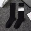 5 Paia Calzini Sottili Stile College a Quattro Barre TB Color Block Marea Rosso Rete Cotone Senza Cuciture Anti-pilling a Righe al Polpaccio