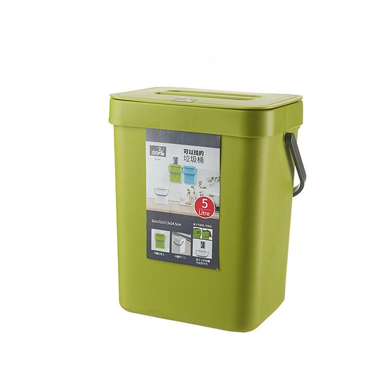 5L Kitchen Trash Can Wall Mounted Hanging Trash Bin With Lid Garbage Can For Cabinet Under Sink Waste Garbage Compost Bin Trash